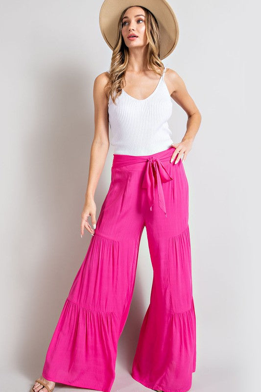 Tiered Wide Leg Pants - Online Only