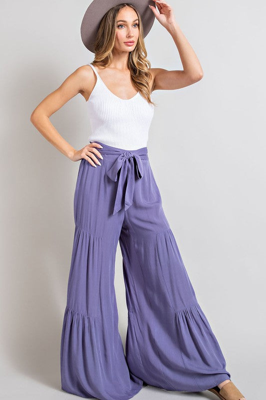 Tiered Wide Leg Pants - Online Only