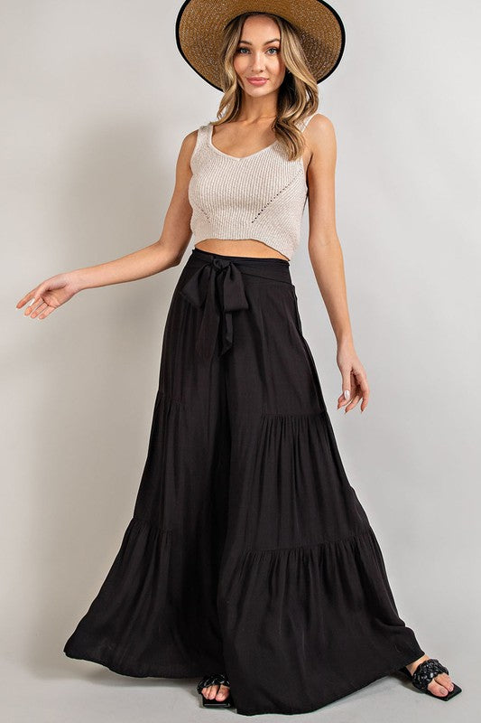 Tiered Wide Leg Pants - Online Only