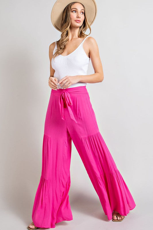 Tiered Wide Leg Pants - Online Only