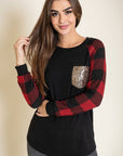 Plus Checker Sleeve Sequin Pocket Tunic