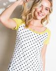 e Luna PLUS Polka Dot Mix Baseball Top