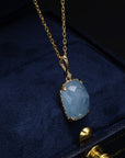 9K Solid Gold Aquamarine Pendant