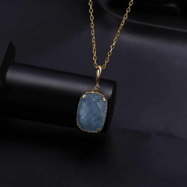 9K Solid Gold Aquamarine Pendant