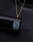 9K Solid Gold Aquamarine Pendant