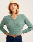 Listicle V-neck Scallop Edge Button Down Knit Cardigan - Online Only