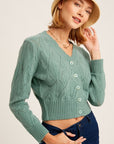 Listicle V-neck Scallop Edge Button Down Knit Cardigan - Online Only