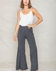 Diagonal Trim Ruffle Hem Pants