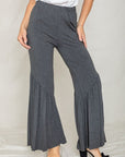 Diagonal Trim Ruffle Hem Pants