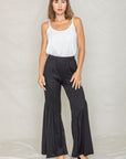 Diagonal Trim Ruffle Hem Pants