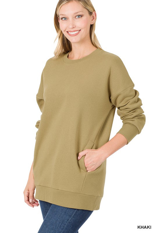 Zenana Long Sleeve Round Neck Sweatshirt