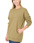 Zenana Long Sleeve Round Neck Sweatshirt - Online Only