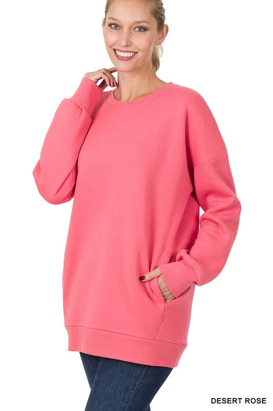 Zenana Long Sleeve Round Neck Sweatshirt