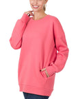 Zenana Long Sleeve Round Neck Sweatshirt - Online Only