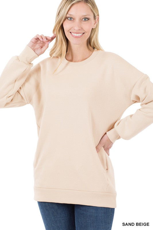 Zenana Long Sleeve Round Neck Sweatshirt - Online Only