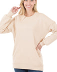 Zenana Long Sleeve Round Neck Sweatshirt - My Pampered Life Seattle