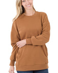 Zenana Long Sleeve Round Neck Sweatshirt - My Pampered Life Seattle