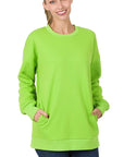 Zenana Long Sleeve Round Neck Sweatshirt - My Pampered Life Seattle