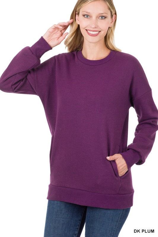 Zenana Long Sleeve Round Neck Sweatshirt - Online Only