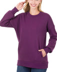 Zenana Long Sleeve Round Neck Sweatshirt - My Pampered Life Seattle