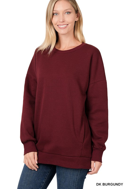 Zenana Long Sleeve Round Neck Sweatshirt - Online Only