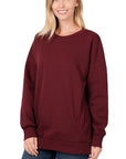 Zenana Long Sleeve Round Neck Sweatshirt - My Pampered Life Seattle