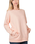 Zenana Long Sleeve Round Neck Sweatshirt - Online Only