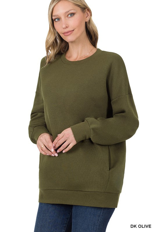 Zenana Long Sleeve Round Neck Sweatshirt - Online Only