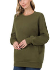 Zenana Long Sleeve Round Neck Sweatshirt - Online Only