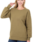 Zenana Long Sleeve Round Neck Sweatshirt - Online Only