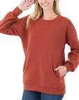 Zenana Long Sleeve Round Neck Sweatshirt - Online Only