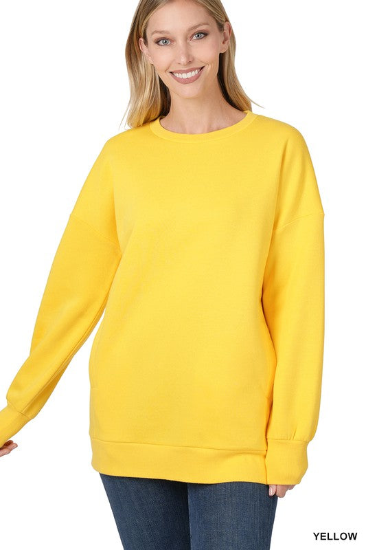 Zenana Long Sleeve Round Neck Sweatshirt - Online Only