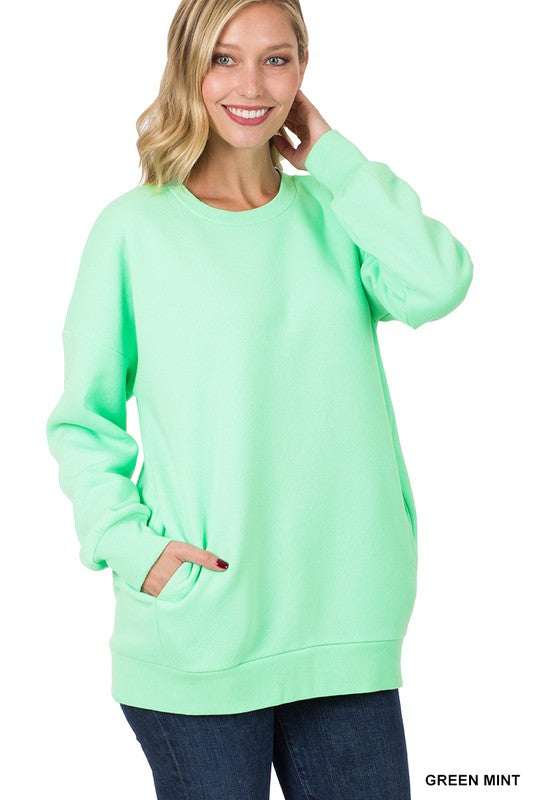 Zenana Long Sleeve Round Neck Sweatshirt