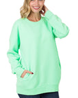 Zenana Long Sleeve Round Neck Sweatshirt - Online Only