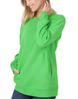 Zenana Long Sleeve Round Neck Sweatshirt - Online Only