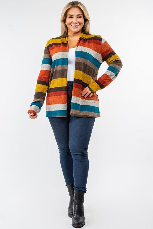 PLUS Stripe Elbow Patch Cardigan