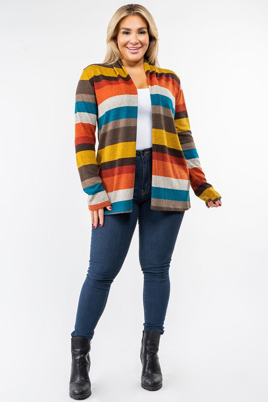 PLUS Stripe Elbow Patch Cardigan