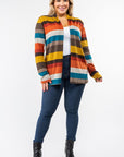 PLUS Stripe Elbow Patch Cardigan