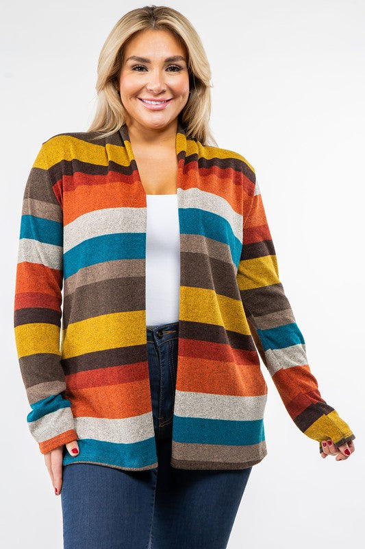 PLUS Stripe Elbow Patch Cardigan