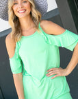 e Luna PLUS Cold Shoulder Ruffle Sleeve Top