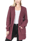 Zenana Puff Sleeve Popcorn Cardigan - Online Only