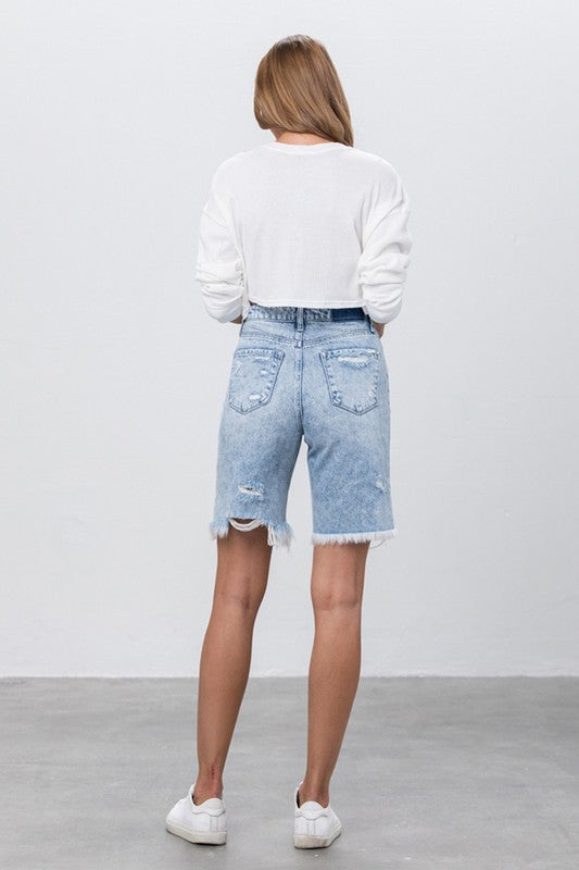 Insane Gene Take No Slit Distressed Denim Bermuda Shorts