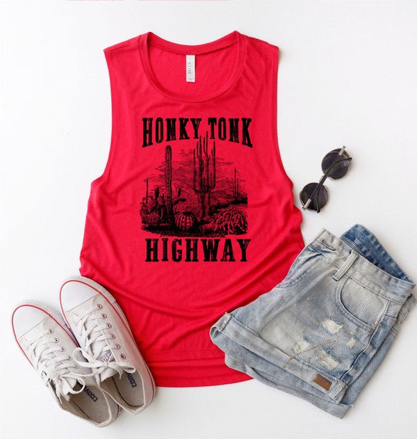 Honky Tonk Highway Print Muscle Tank