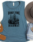 Honky Tonk Highway Print Muscle Tank