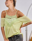 BiBi Front Crochet Lace Adjustable Strap Top