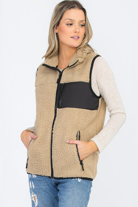 Unisex Women&#39;s Sherpa Fleece Vest Jacket