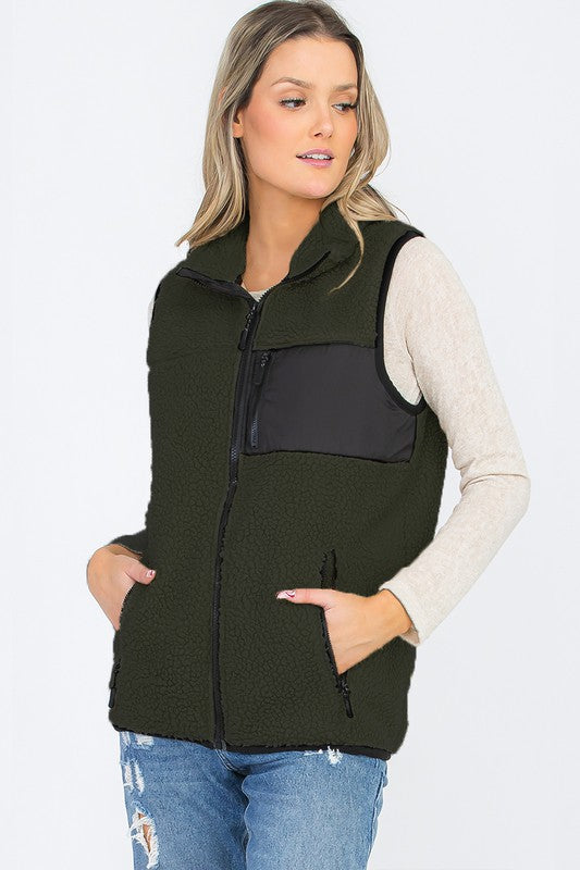 Unisex Women&#39;s Sherpa Fleece Vest Jacket