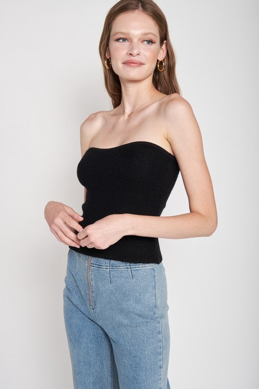 Emory Park Fuzzy Sweater Tube Top