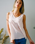 Solid V-Neck Sleeveless Top