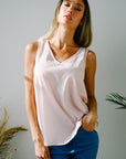 Solid V-Neck Sleeveless Top